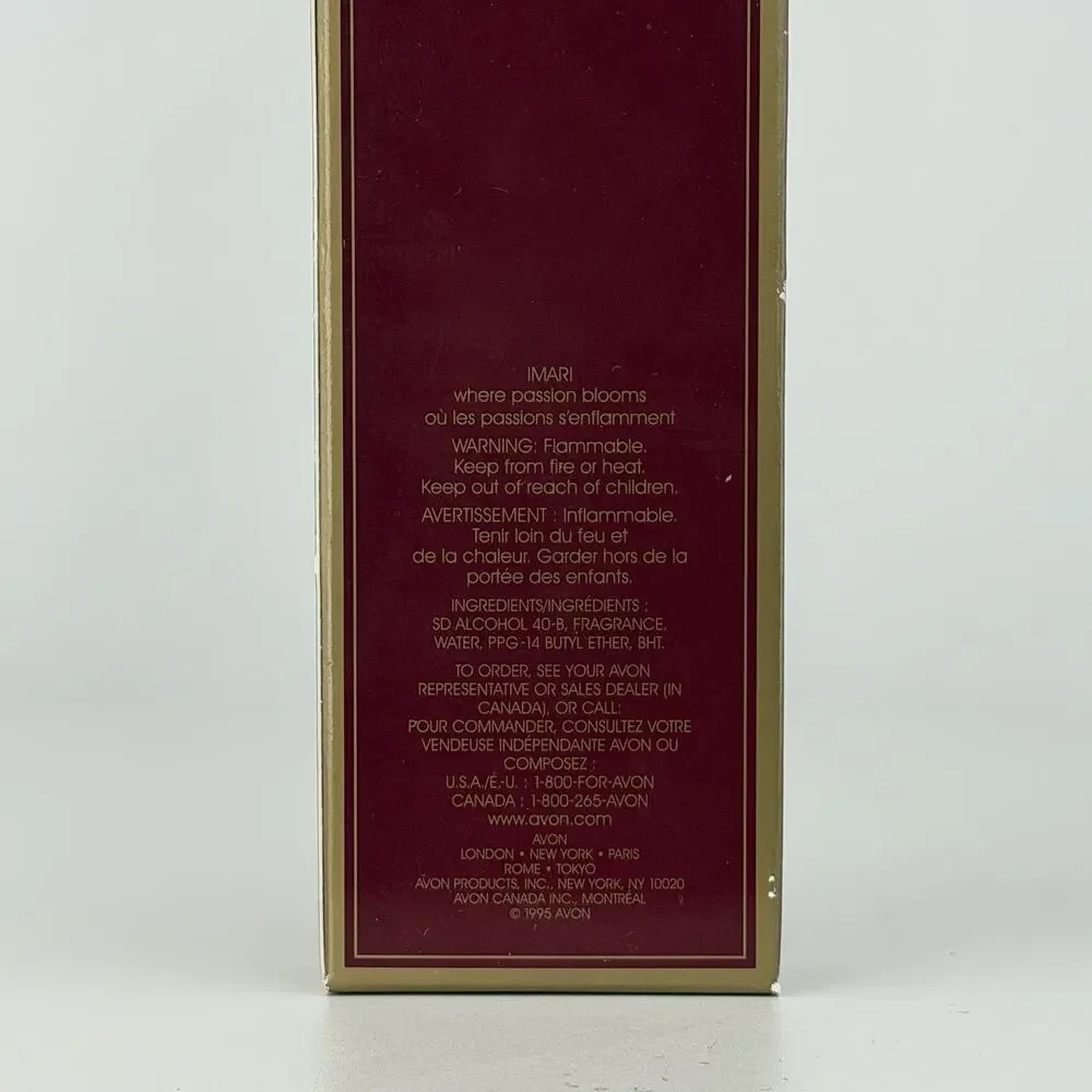 Vintage 1995 Avon Imari Eau De Cologne Spray 1.2 Oz New Open Box